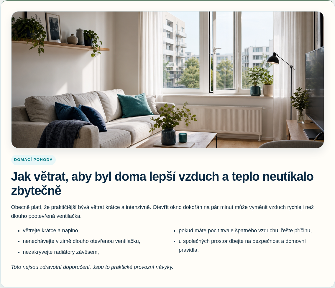 Stránka magazínu Teplo domova: Domácí pohoda